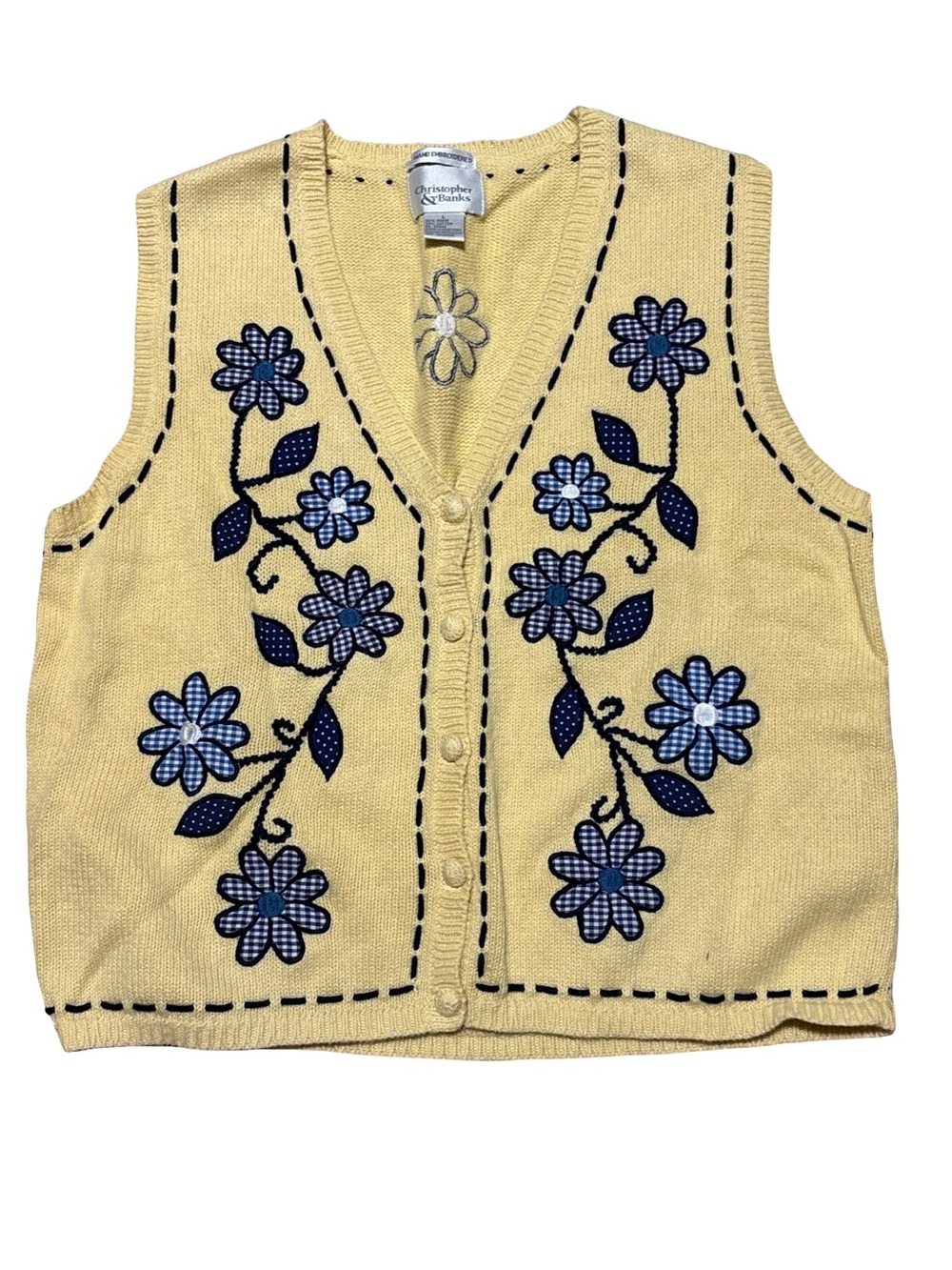 Christopher Banks Patchwork Embroidered Floral Kid-core Y2K Knit Vest Large
